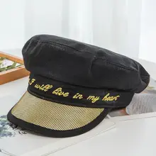 Зимняя шапка, женские модные береты, шапки для девочек с вышивкой, мужские брендовые осенние шапки, военная Кепка, черная плоская кепка s