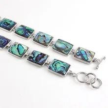 Модные бусины уникальный покрытый серебром натуральный Абалон оболочки прямоугольной формы браслет ювелирные изделия