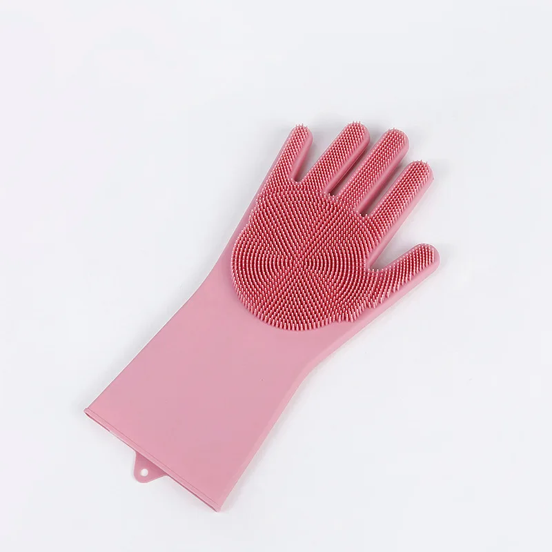 Креативные многофункциональные перчатки для мытья посуды, силиконовые бытовые перчатки, толстые Нескользящие медицинские перчатки, инструменты для уборки дома и кухни - Цвет: Красный