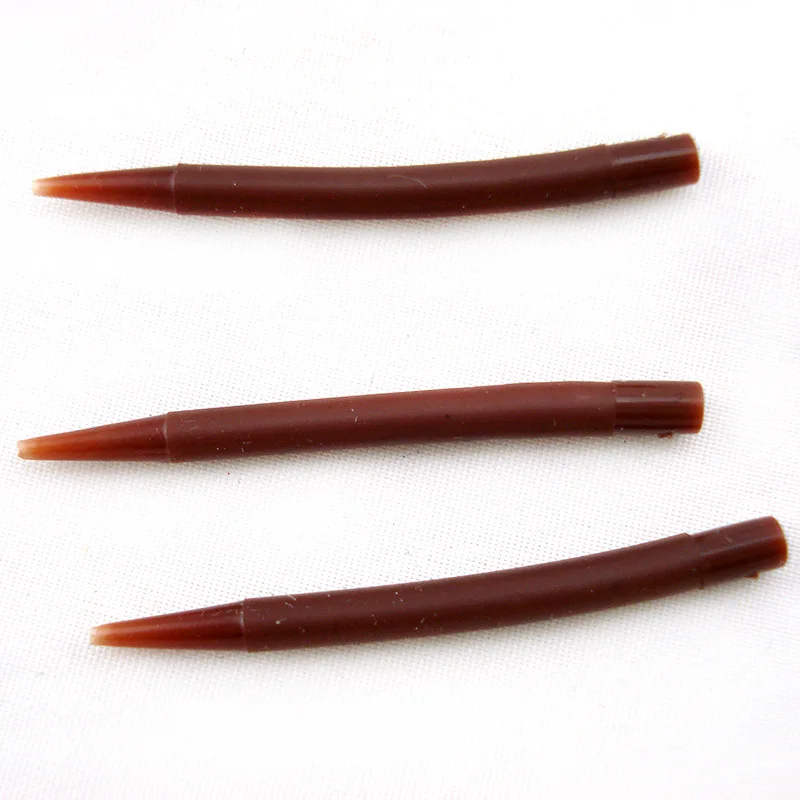 

10pcs carp fishing accessories safety lead clips&rubber tail cones brown color Line Aligne Hook Sleeves hair rig Lake Fishing