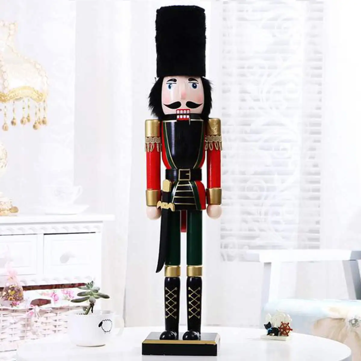 60 см большой деревянный Щелкунчик ручной работы орех кукольная игрушка Рождественский подарок украшение дома украшения - Цвет: 1