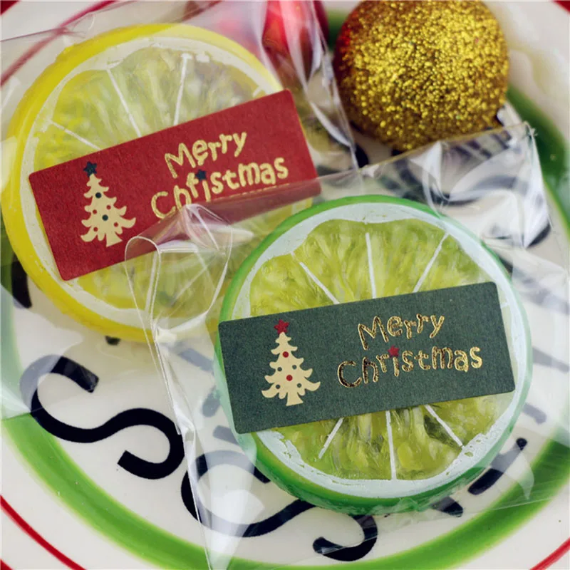 Рождественское украшение из крафт-бумаги, Упаковочная наклейка для выпечки, Рождественская елка, лось, снеговик, позолота, Новогодняя упаковочная Подарочная наклейка s