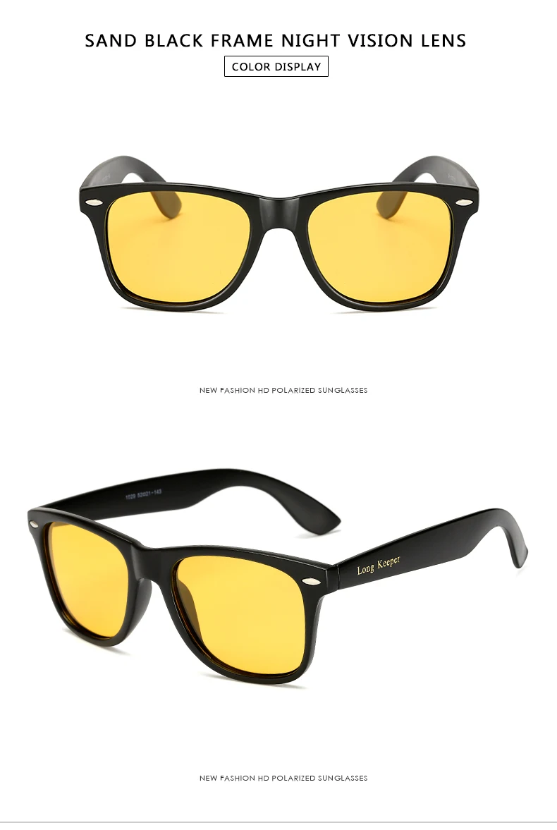 LongKeeper желтый солнечные очки ночного видения Для мужчин квадратное зеркало солнцезащитный крем с логотипом бренда роскошные очки UV400 очки мужской 1029