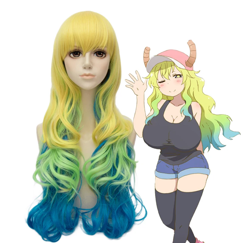 

Kobayashi-san Chi no Maid Dragon Rukoa Onee Quetzalcoatl Wig Hair Cosplay Mixed colors wavy wig costumes