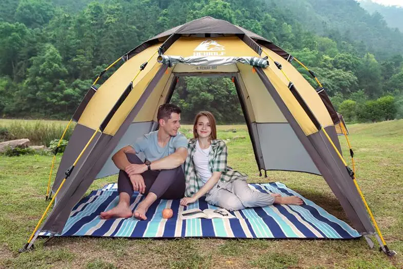 Hewolf открытый 3-4 человек автоматические вечерние Семейные туристические палатки огромный самоуправляющийся тент Пляжная палатка утолщенная непромокаемая кемпинговая палатка