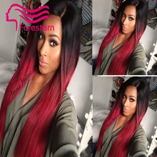 Straight Ombre Two Tone Human Hair Wigs 1B#TBUG# Human Hair Wigs For Black Woman Ombre Full Lace Wig Lace Front Wig