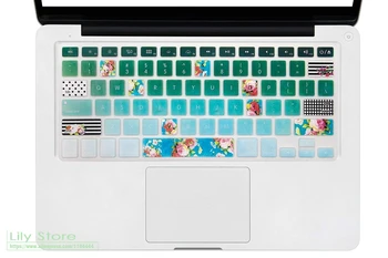 

For Macbook Pro 13 15 With Or W/Out Retina Silicone Skin For Macbook Air 13.3 Artistic Rose Flowers In Green Keyboard Cover