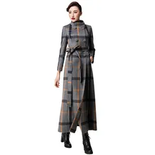 Трендовые продукты, длинное пальто для женщин, шерстяное пальто, новое клетчатое шерстяное длинное пальто, женское элегантное высококачественное тканевое пальто K3945
