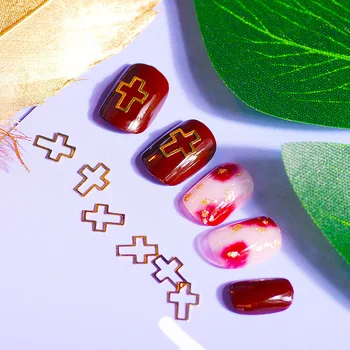 

1000Pcs Gold Cross Hollow Nail Art Decorations Rivets Stud Multi Metal Diy Tips Manicure Charms Nail Jewelry Accessory New