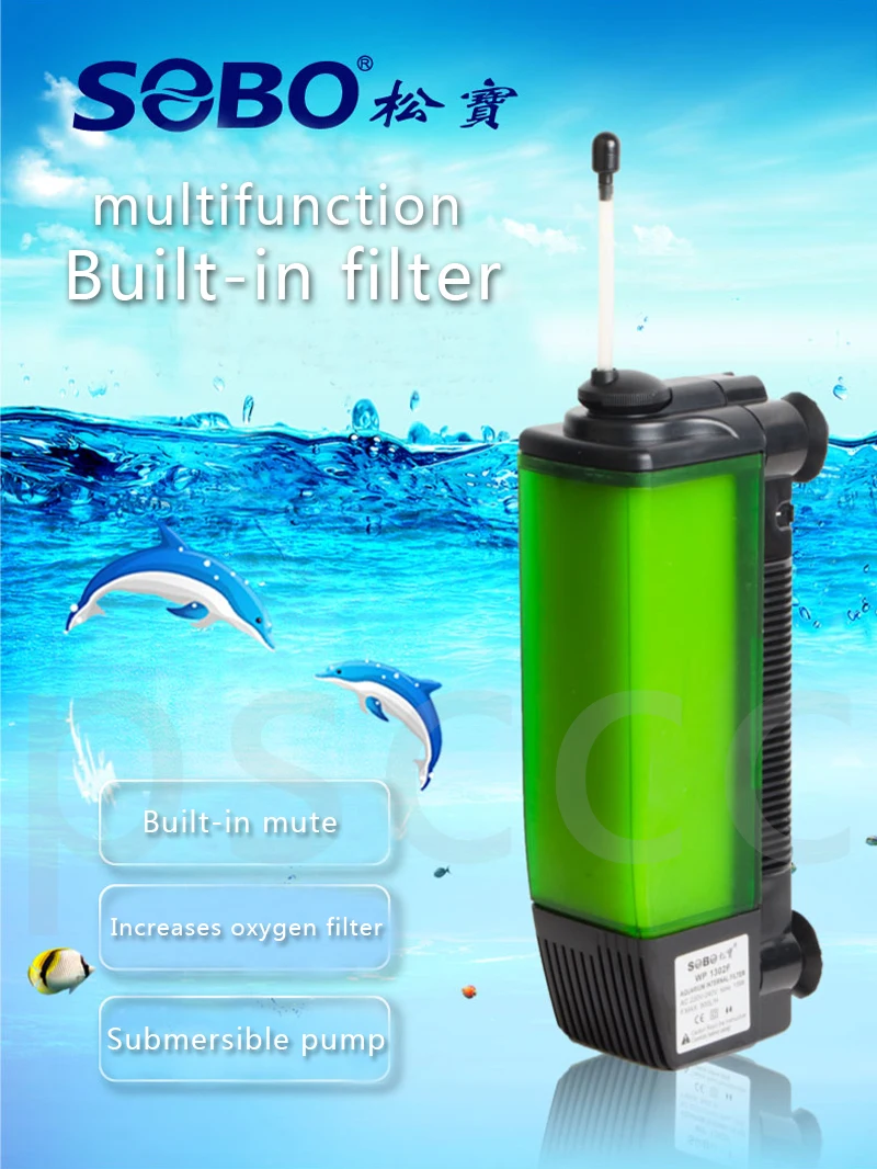 Ultra-quiet fish tank aquarium three-in-one built-in filter. Filter water+ aeration+ flow pump Internal Submersible Pump