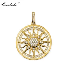 Подвеска от солнца из чистого золота белого циркония Размер 3,5 см для женщин классический подарок Томас стиль Glam ювелирные изделия подвеска подходит Ts ожерелье