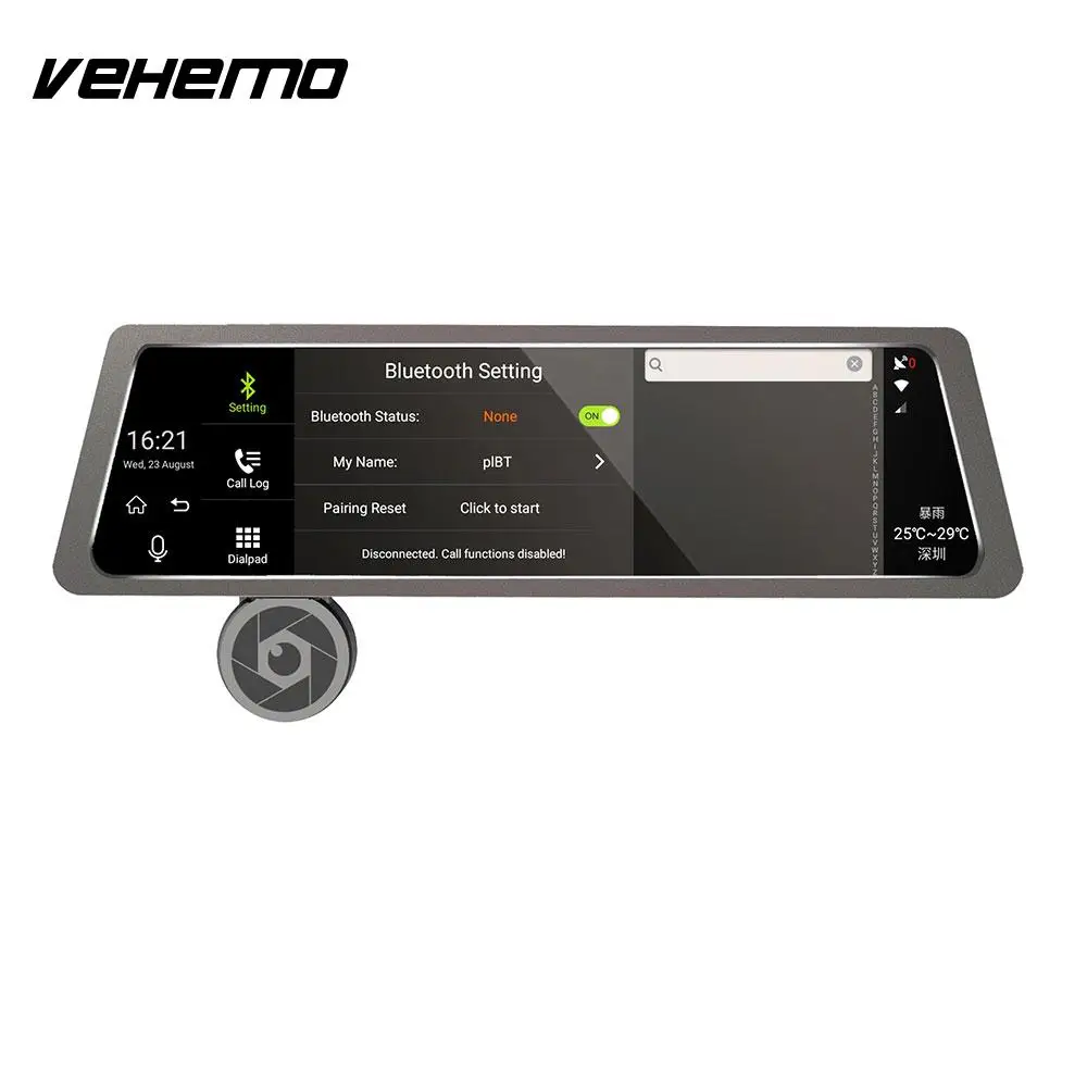 Bluetooth Android 5,1 Visor de lente espejo sensores universales Monitor de visión trasera de coche cámara de copia de seguridad de fotografía duradera - 1