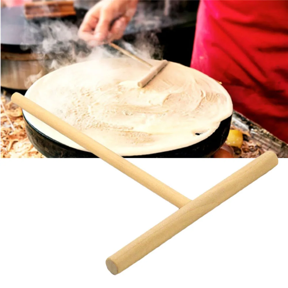 New Kitchen Tools Wooden Spreader Stick Crepe Maker Pancake Batter 2pcs