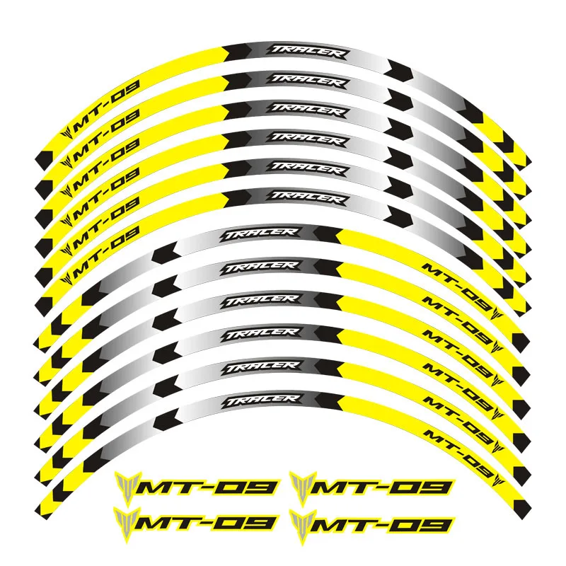Горячая 6 цветов колеса мотоцикла отличительные светоотражающие наклейки обода полосы для YAMAHA tractracer - Цвет: B Yellow