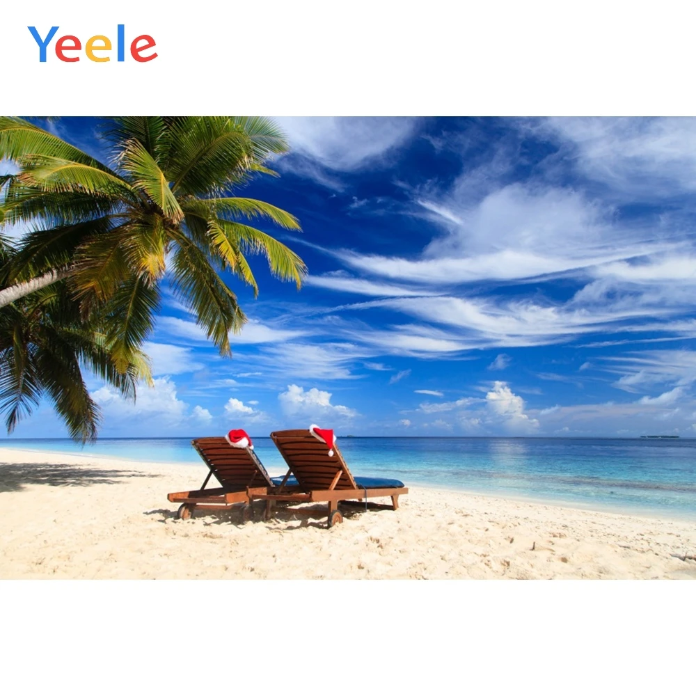 

Yeele Blue Sky White Cloud Sea Beach Holiday Summer Photography Backgrounds Customized Photographic Backdrops for Photo Studio