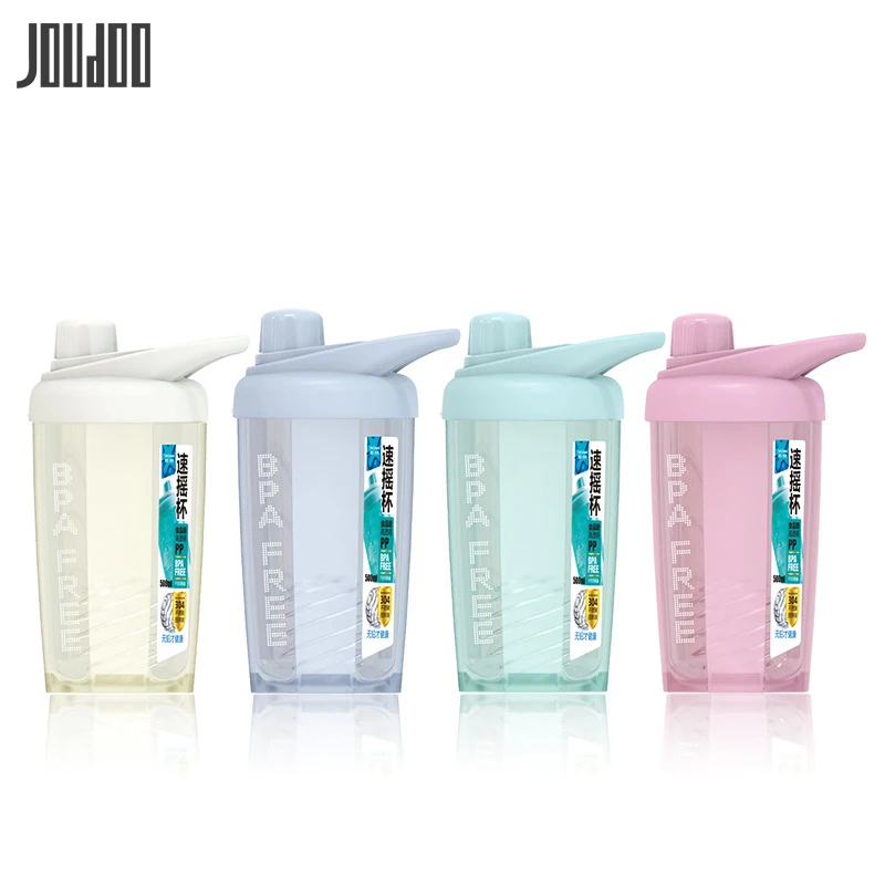 

JOUDOO 500ml Fitness Sports Bottle Protein Powder Shake Milkshake Water Bottls Adult PP Direct Drinking Bottle For Water 35