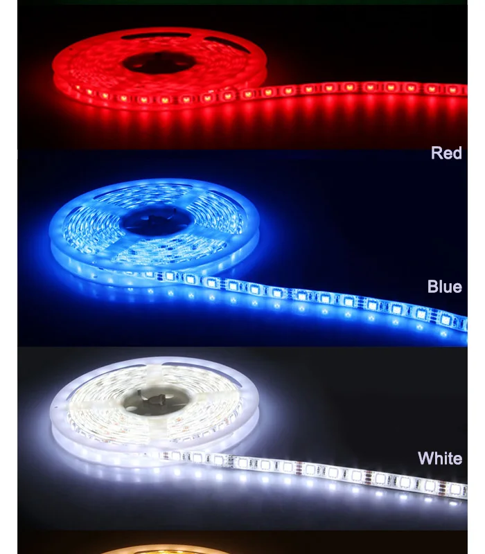 Топ Светодиодные ленты света SMD3528 5 м 60 светодиодный/m один Цвет теплый белый, красный, зеленый, синий, белый, желтый, Мощность адаптер 2A DC12V Non-Водонепроницаемый