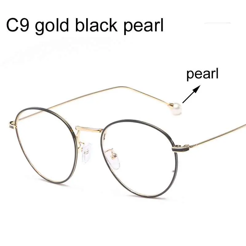 9gold black pearl Компьютерные очки, оправа для очков, анти-синий светильник, очки, Антибликовая оправа для очков, женские круглые прозрачные линзы, поддельные очки - Цвет оправы: 9gold black pearl