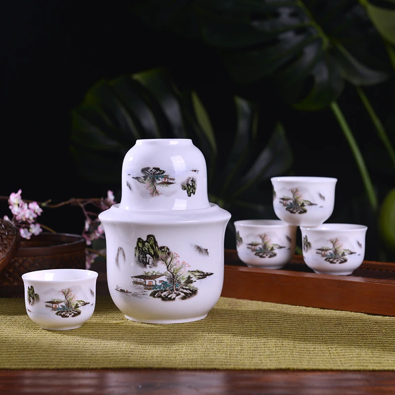 Jingdezhen ручная роспись винтажный узор керамическая посуда для вина набор чаши для Саке фляга теплый ликер база сосуд для напитков подарки на день рождения
