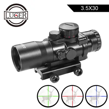 

LUGER 3.5x30 Red Green Blue Hunting Scopes Tactical Optic Sight Riflescope With 20mm Rail Mount For Airsoft Air Gun Rifle Scope