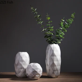 

Imitation Marble Ceramic Vase Office Desktop Vase Modern Style Home Living Room Decoration Vase Ornaments