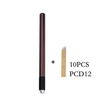 Коричневая макияжная ручка с микролезвием аппарат для татуажа для перманентного макияжа бровей Тату ручка-держатель игл 10 шт. иглы Лезвия микроблейдинг