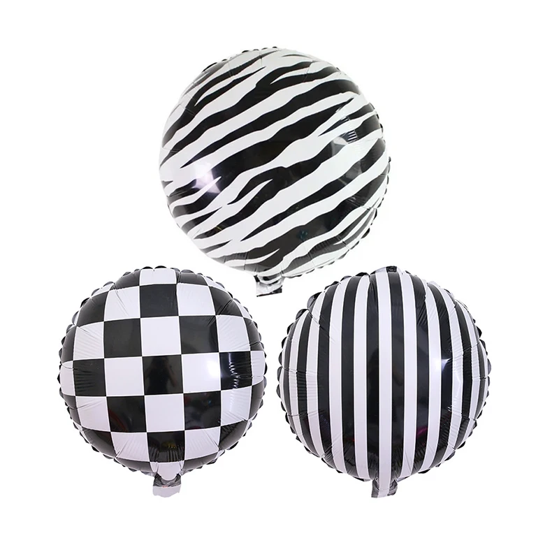 

1/5pcs 18inch Black Zebra Printed Strip Plaid Foil Balloons Baby Shower Birthday Party Supplies Bar Club Decoration Globos