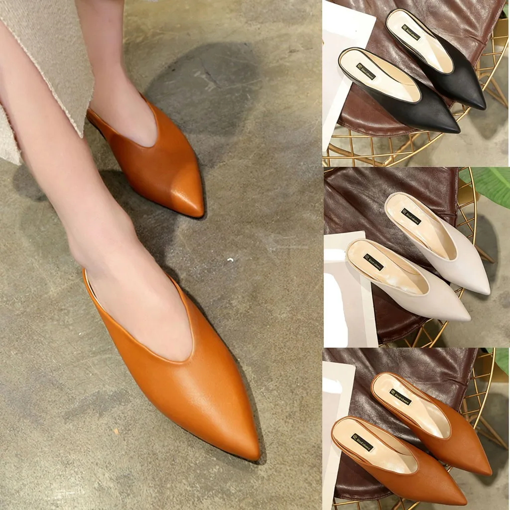 

2019 Hot Sale Women Flat Casual Shoes Slip On Fashion Pointed Toe Flip Flops Slippers Sandals Comfortable zapatos de mujer