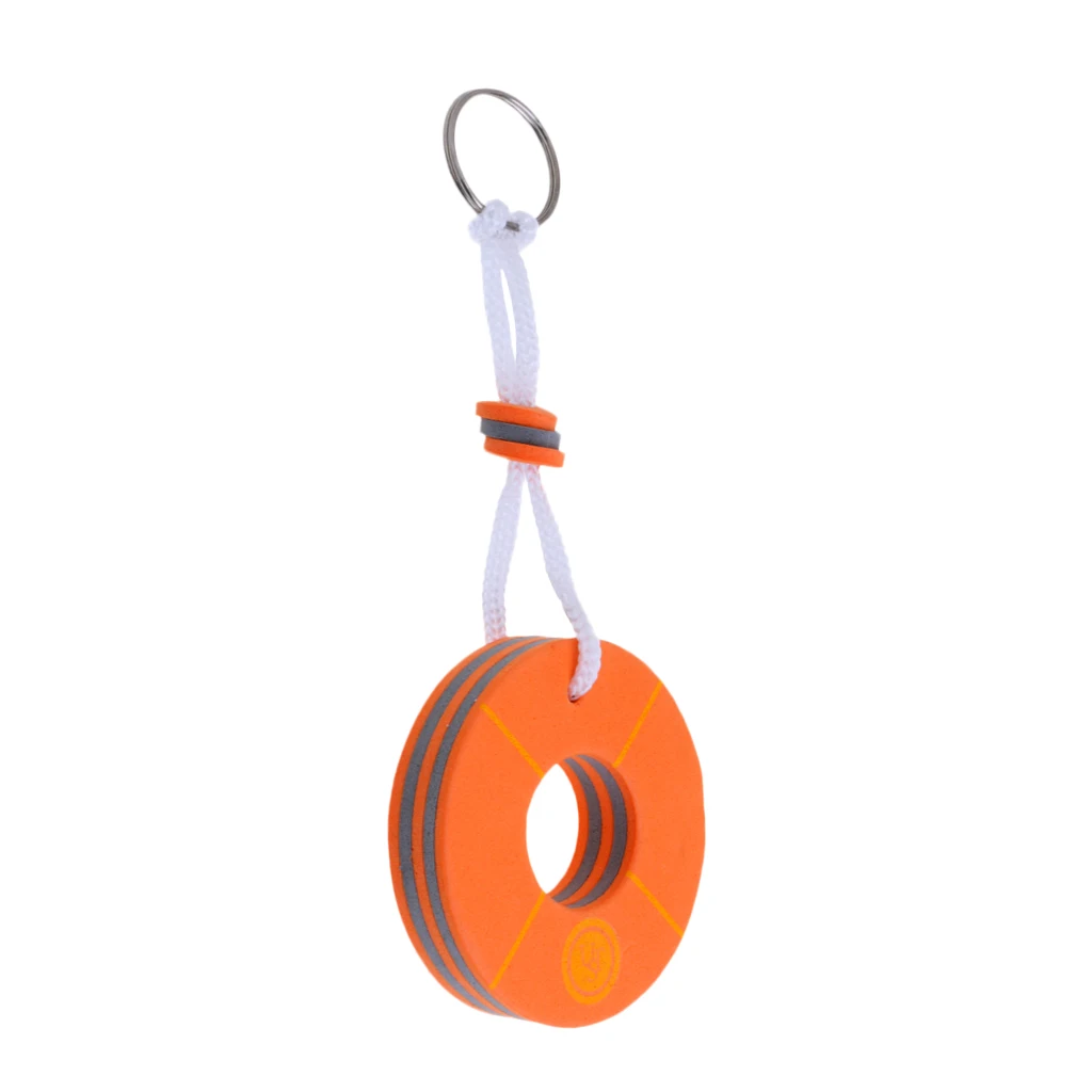 1 Pcs Yachting Boating Rafting Buoyant Floating Keychain Keyring Key Ring Buoy Shape Orange