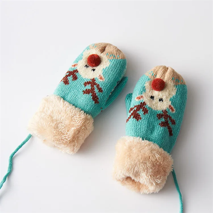 Милые варежки для детей Зимние теплые бархатные толстые детские перчатки теплые перчатки для рук C1923 - Цвет: light blue