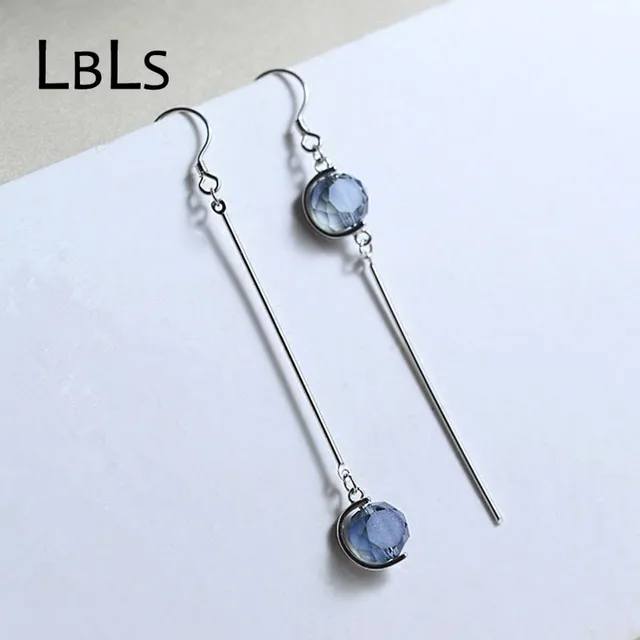 Aliexpress Lbls Real Silver Earrings Crystal Long Drop Lbls Real Silver Earrings Crystal Long Drop Tel Genuine Pure 925 Sterling