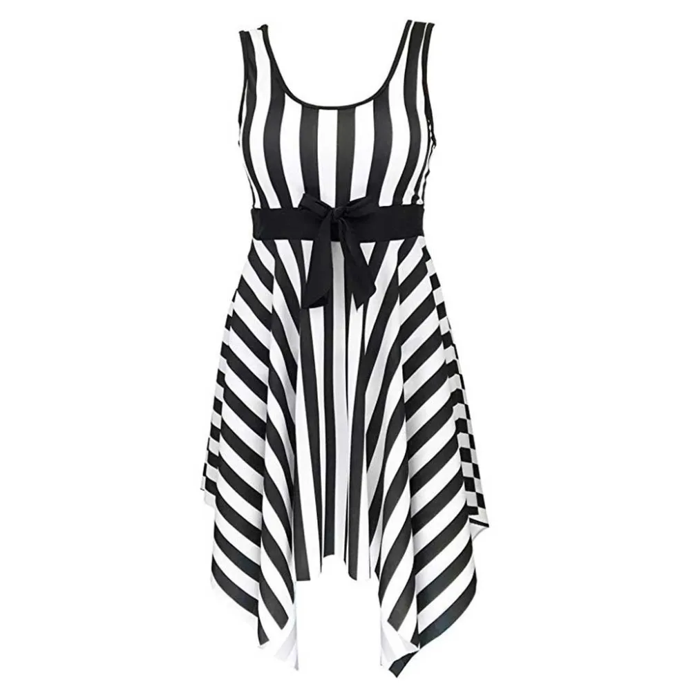 

Bikini top 2019 new summer Womens Swimming slim Stripe Swimsuit Swimwear Push Up Cover-up Smock Dress Beach Bikini Sets #5
