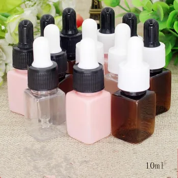 

Free Shipping 10ml Empty Plastic Liquid Dropper Bottles Square New Style Parfume Essential Oil liquid Packaging Containers