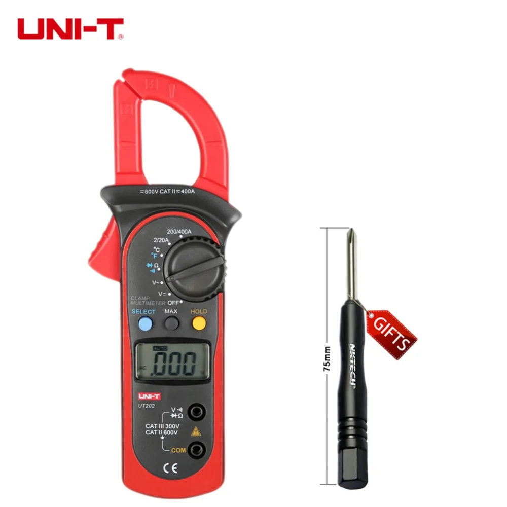 UNI T UT202 Digital Clamp Multimeter ACV/A DCV Res Temperature Diode