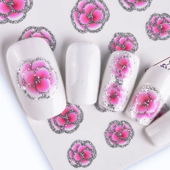 

55 Pieces Set Flower Butterfly Image Mixed Water Transfer Decals Nail Sticker With Silver Glitter Foils Beauty Tool SABJC55