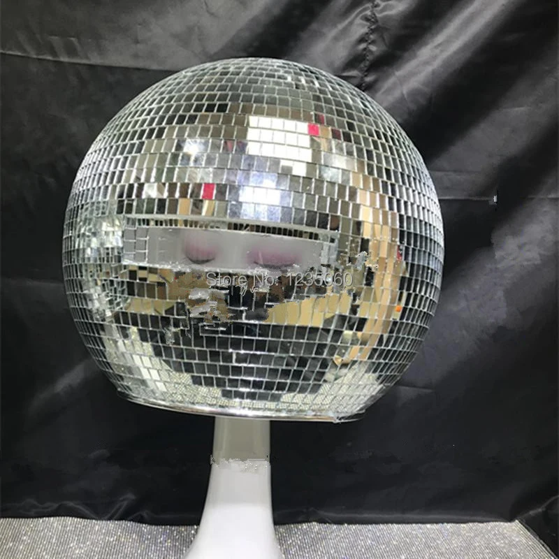 

WYY Ballroom dance costumes mirror men women singer stage show wears dj clothes Glass ball led helmet catwalk disco performance