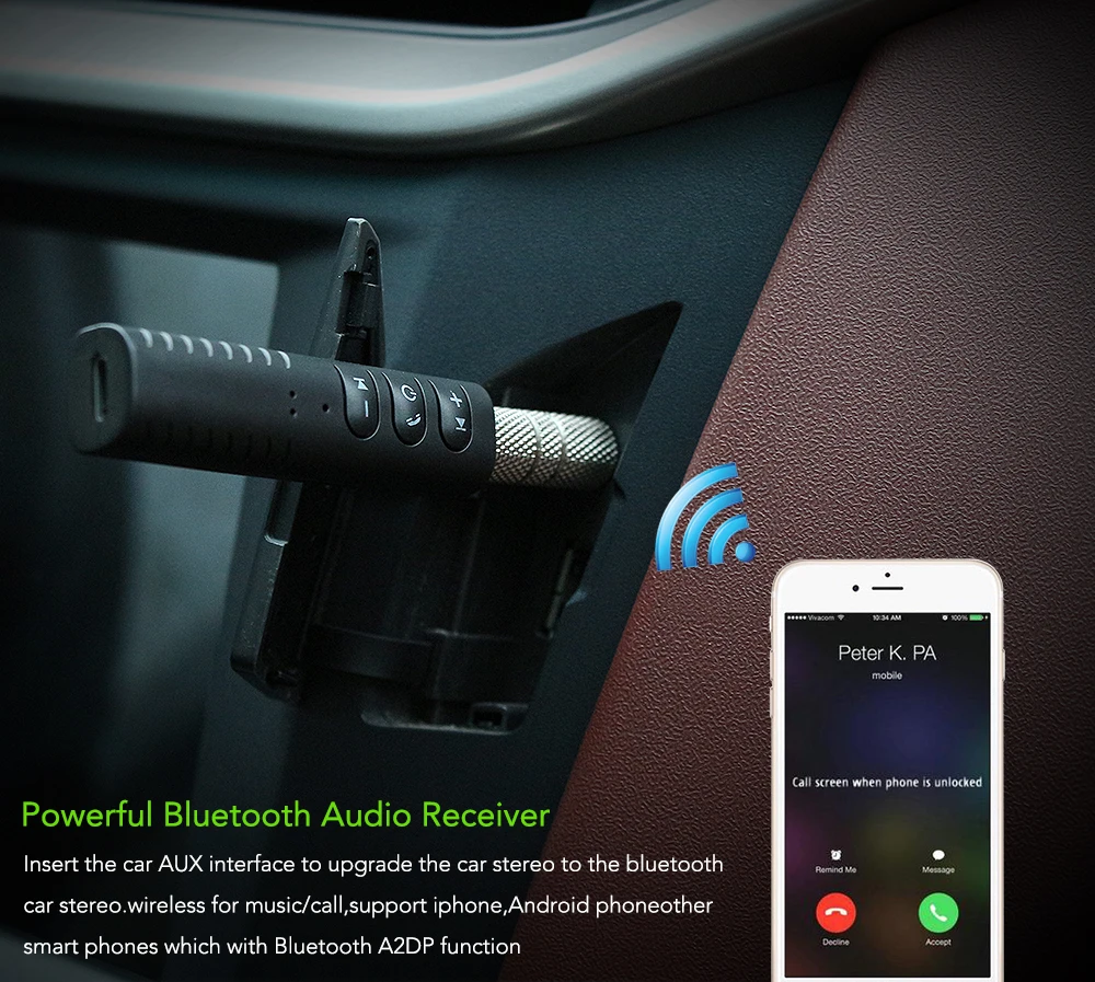 Wireless Car Bluetooth Aux Receiver Adapter 3.5mm Jack 4.2 Bluetooth