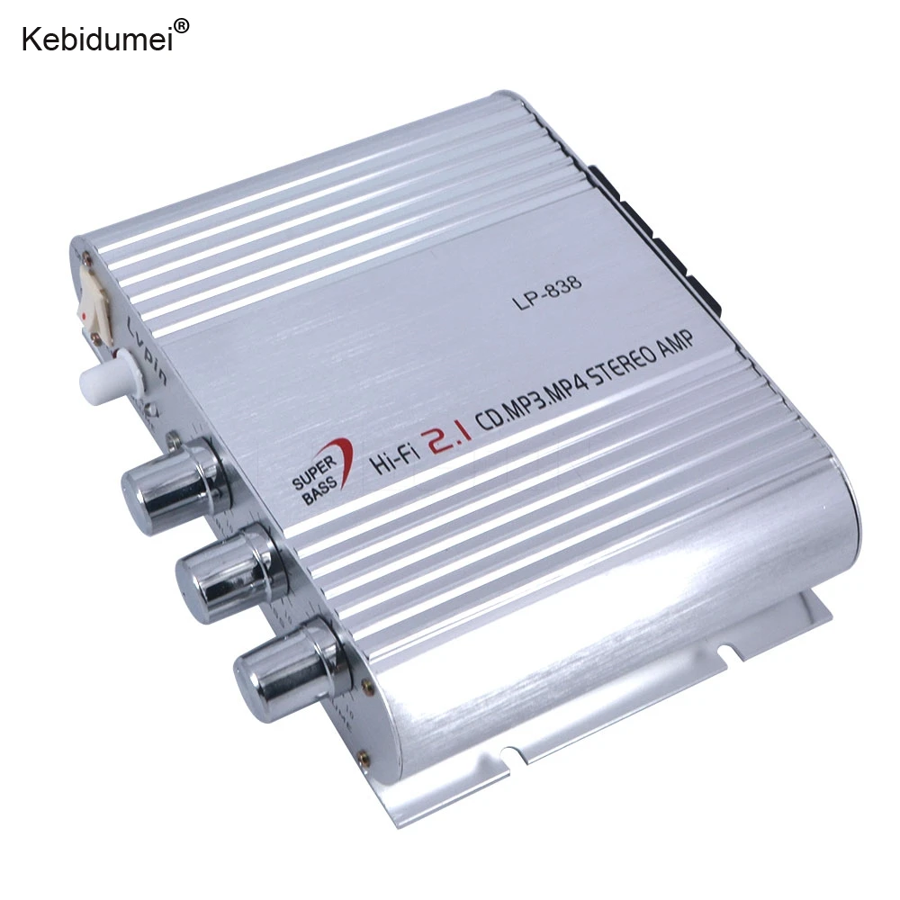 Автомобильный мини усилитель Kebidumei DC 12 В Hi Fi MP3 стерео 2 1 канальный аудио для