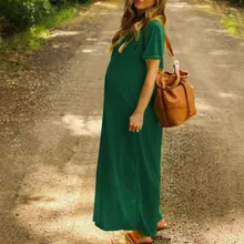 Платье для беременных женщин; летние платья с коротким рукавом для кормящих; Однотонный Повседневный однотонный для беременных; сексуальное длинное платье; hamile elbise;