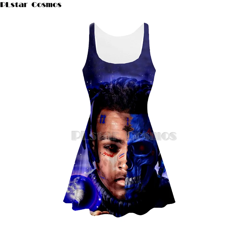 3D Print xxxtentacion fashionable women Summer women's clothing tank top dress sleeveless dress hip hop rapper 3d dress-8
