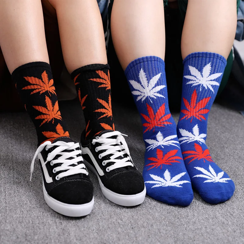 

Fashion Maple Leaf Socks Men Long Cotton Weed Socks Crew Hip Hop Unisex Funny Socks Skateboard Chaussette Homme