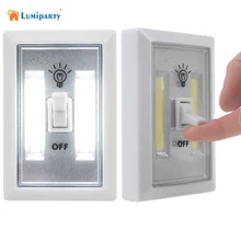 Lumiparty Magnetic LED Night Light Ultra Bright Mini COB Wireless Wall Light with Switch Magic Tape for Camp Lamp Indoor