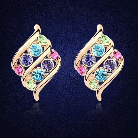

New Statement Bijoux Crystal From Austria Stud Earrings For Women Love Earring Birthday Gift Brincos De Festa Ear Jewelry