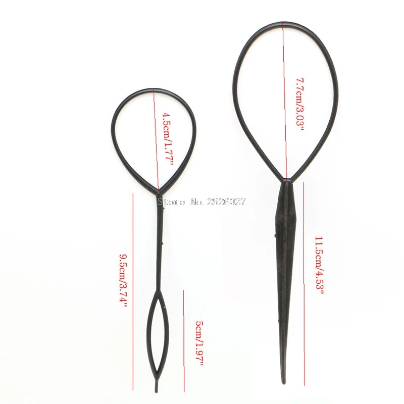 Hot 2Pcs Ponytail Creator Plastic Loop Styling Tool Black Topsy Pony Tail Hair Braid