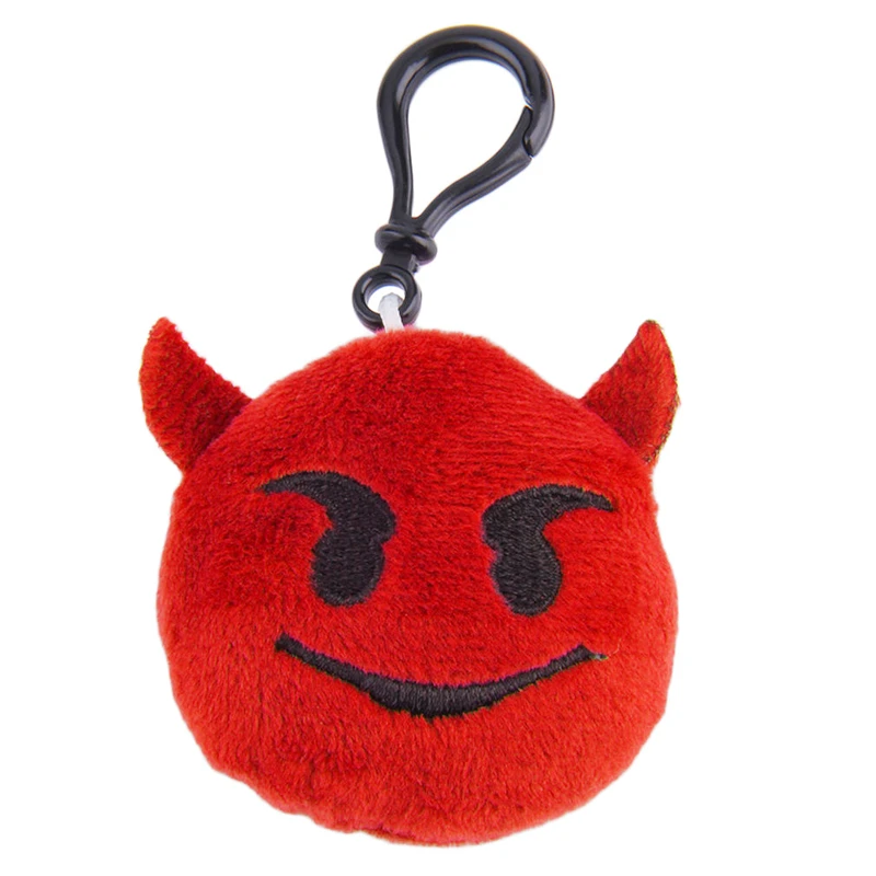 

Emoji Keychain Plush Pillow Emoji Face Ring Key Chain Chain Leather Phone Bag Smile Soft Round Plush Toy Doll Key Ring