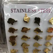 12 пар/лот, женские серьги из нержавеющей стали в форме слона, серьги-гвоздики для оптовой продажи, аксессуары для серег