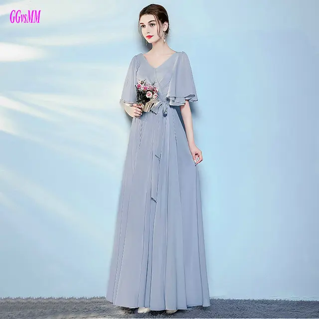 Brilliant Gray Bridesmaid Dresses Long 2018 Y Casual Wedding Brilliant Gray Bridesmaid Dresses Long 2018 Y Casual Wedding Party Dress Chiffon Pleat Lace Up