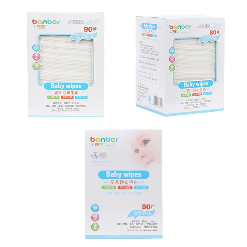  80 PCS Disposable Gauze Towel Wet and Dry Handkerchief Wipes inflavel towel superme baby towel moda