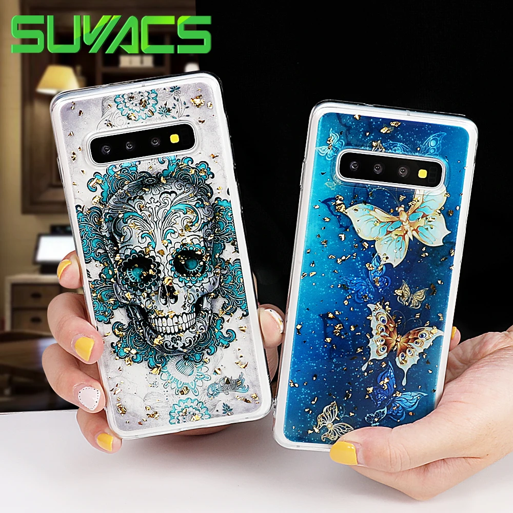 

SUYACS Skull Epoxy Phone Case For Samsung Galaxy S9 S10e S10 Plus A10 A20 A30 M10 M20 M30 Soft TPU Phone Back Cover Cases Coque