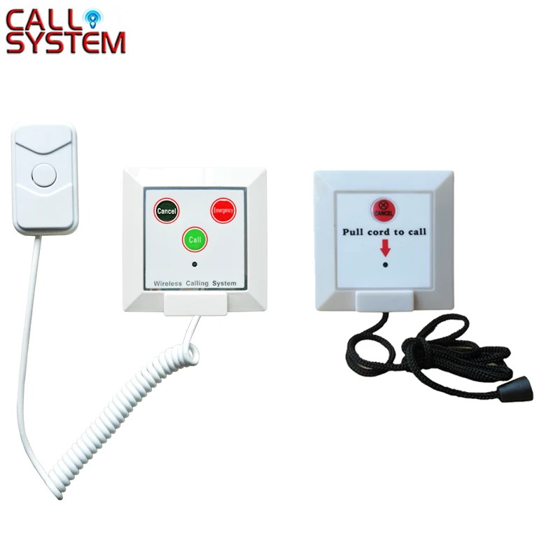 

2pcs K-W2-H Patient Bed Button with 5pcs Bathroom Pull cord bell Hospital Wireless emergency calling Device